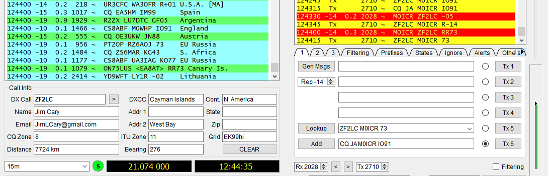 New FT8 DXCC on 15m – Cayman Islands – M0ICR – Radio and Electronics