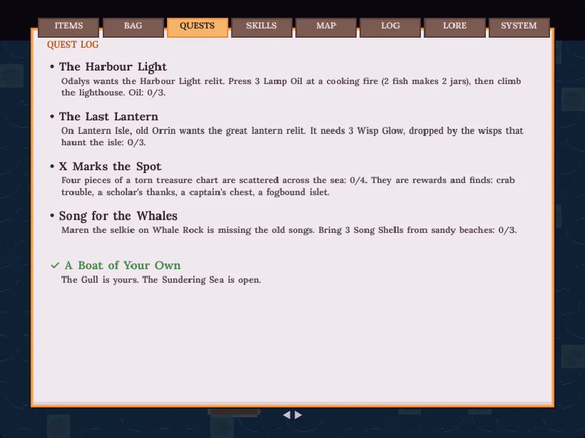 Quest log