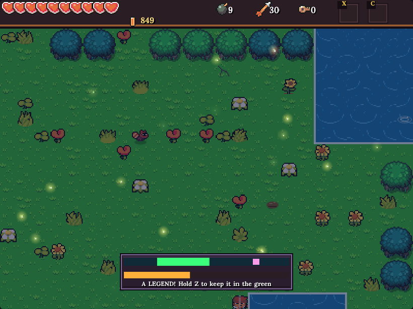 Fighting a legendary fish, the reel bar on screen
